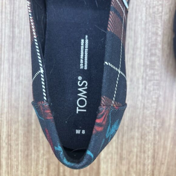 Toms Women's Alpargata Combat Tartan Patchwork Leopard Casual Red Size 8 - Picture 8 of 8